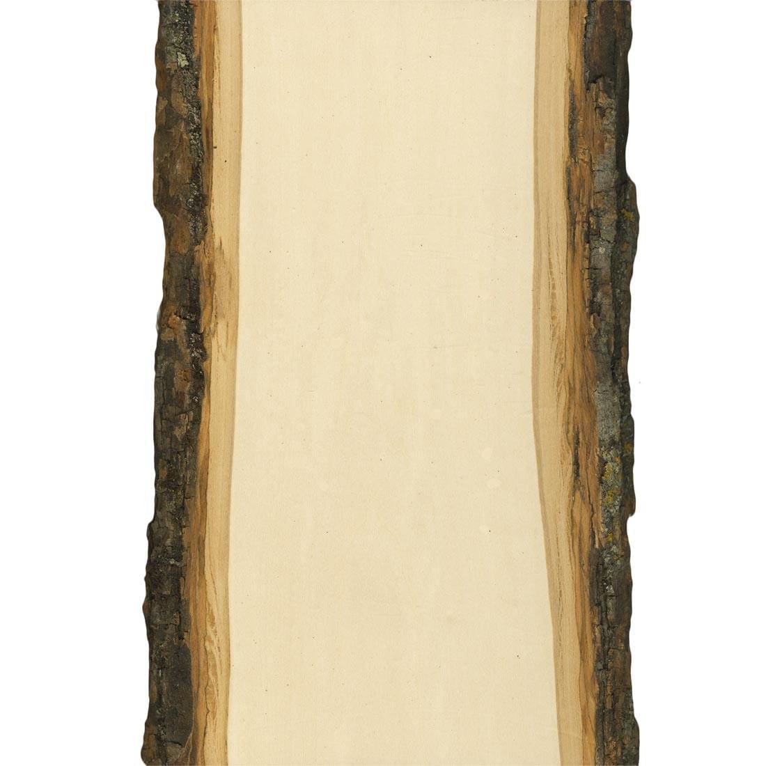 1/2" thick, small-sized rectangular Basswood plank with natural bark on 2 edges