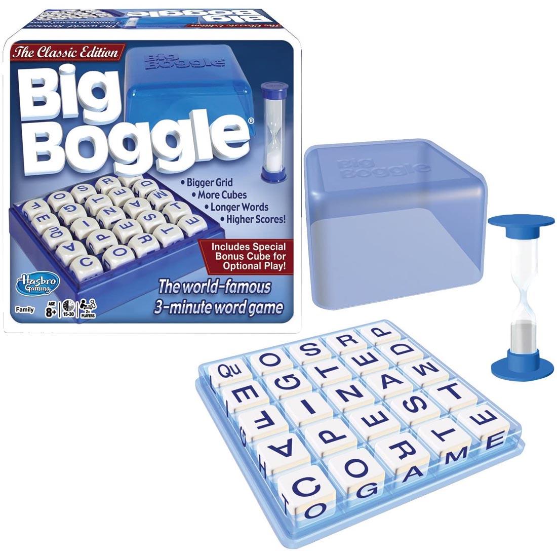 Box and contents of Big Boggle Word Game