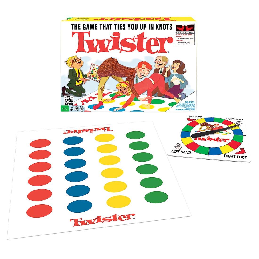 box, mat and spinner from the Classic Twister Game