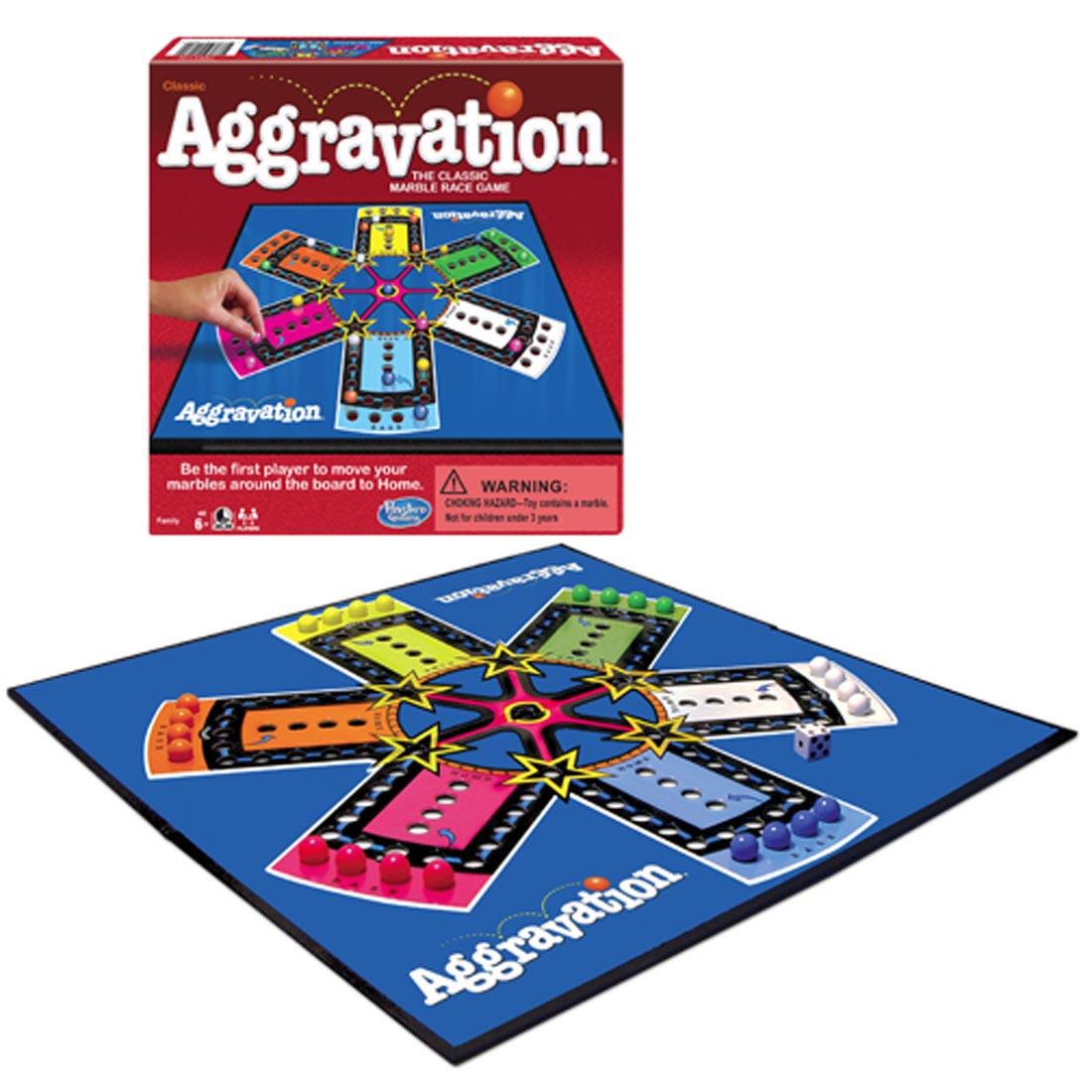 box and contents of Classic Aggravation Board Game