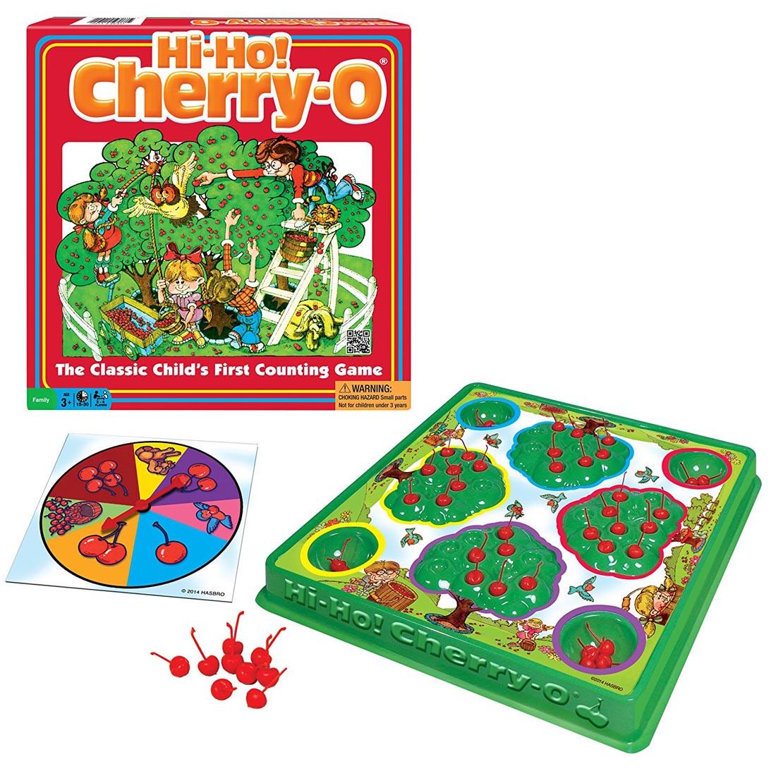 box and contents of Hi-Ho! Cherry-O! Game