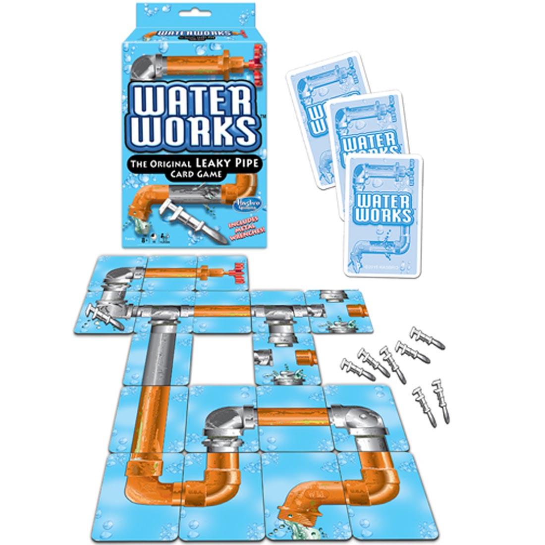 Water Works: The Original Leaky Pipe Card Game, showing box and game cards