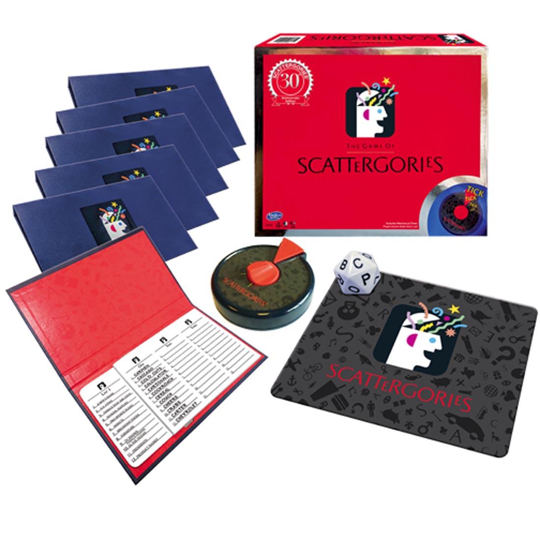 Scattergories 30th Anniversary Edition Game, showing box and contents