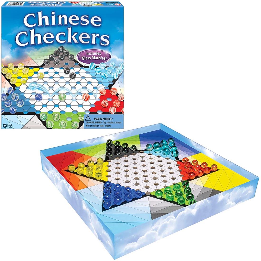 box and contents of Chinese Checkers
