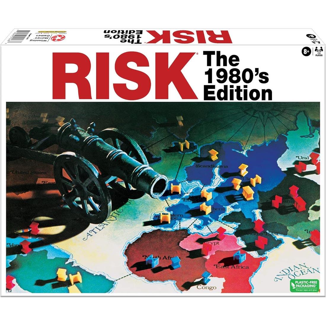 front of box for Risk The 1980s Edition Board Game