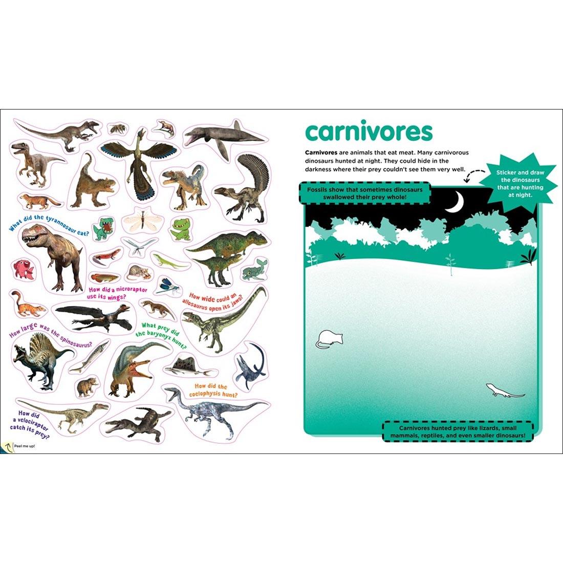 sample pages from Peel + Discover Sticker Book: Dinosaurs