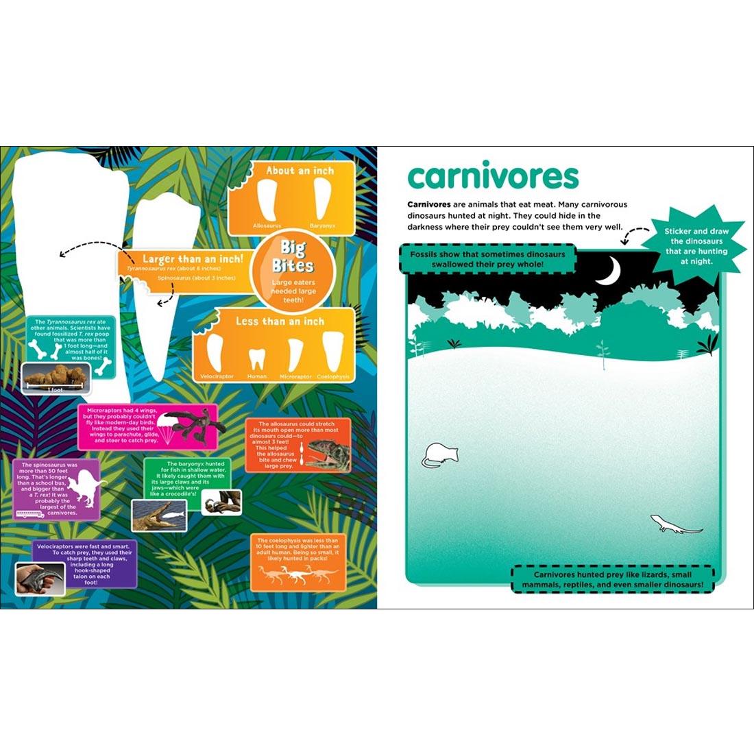 sample pages from Peel + Discover Sticker Book: Dinosaurs