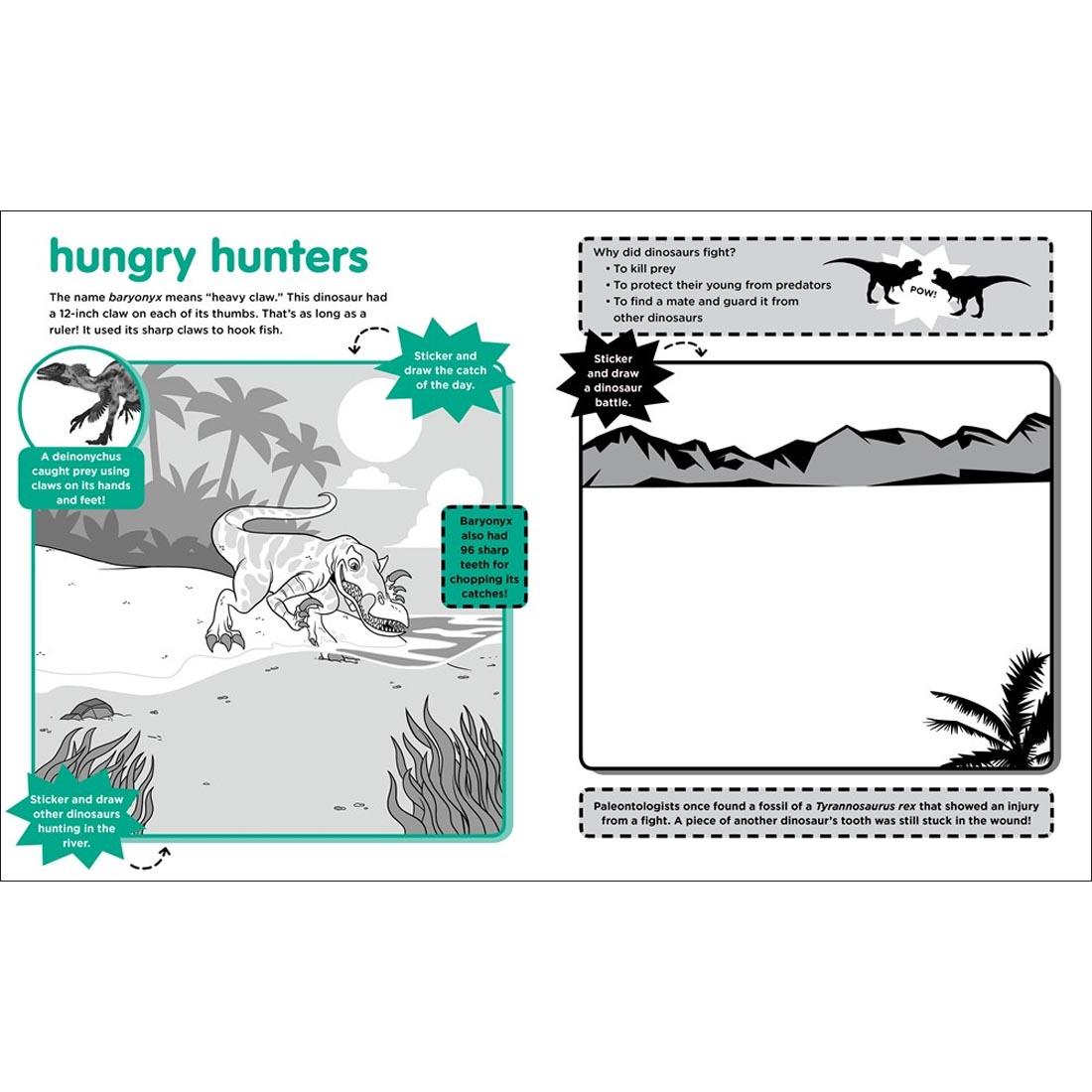 sample pages from Peel + Discover Sticker Book: Dinosaurs