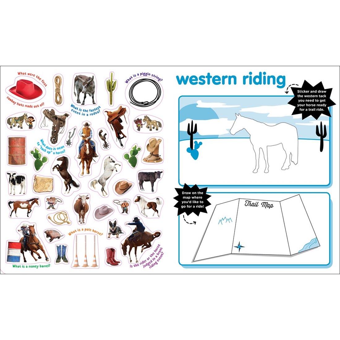 sample pages from Peel + Discover Sticker Book: Horses