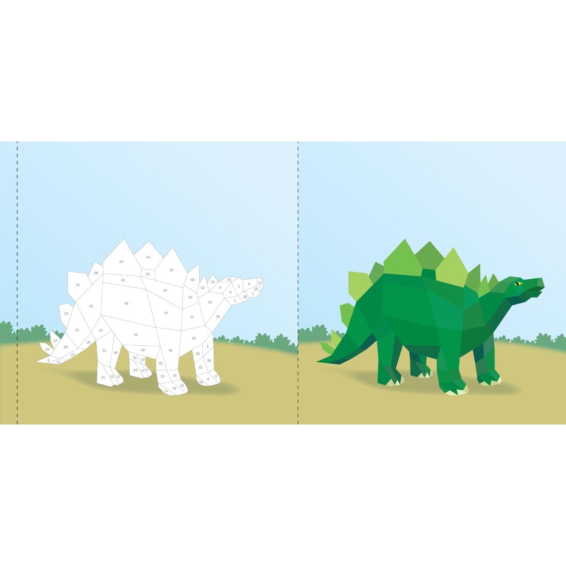 sample pages from the book Dinosaurs Paint by Sticker Kids