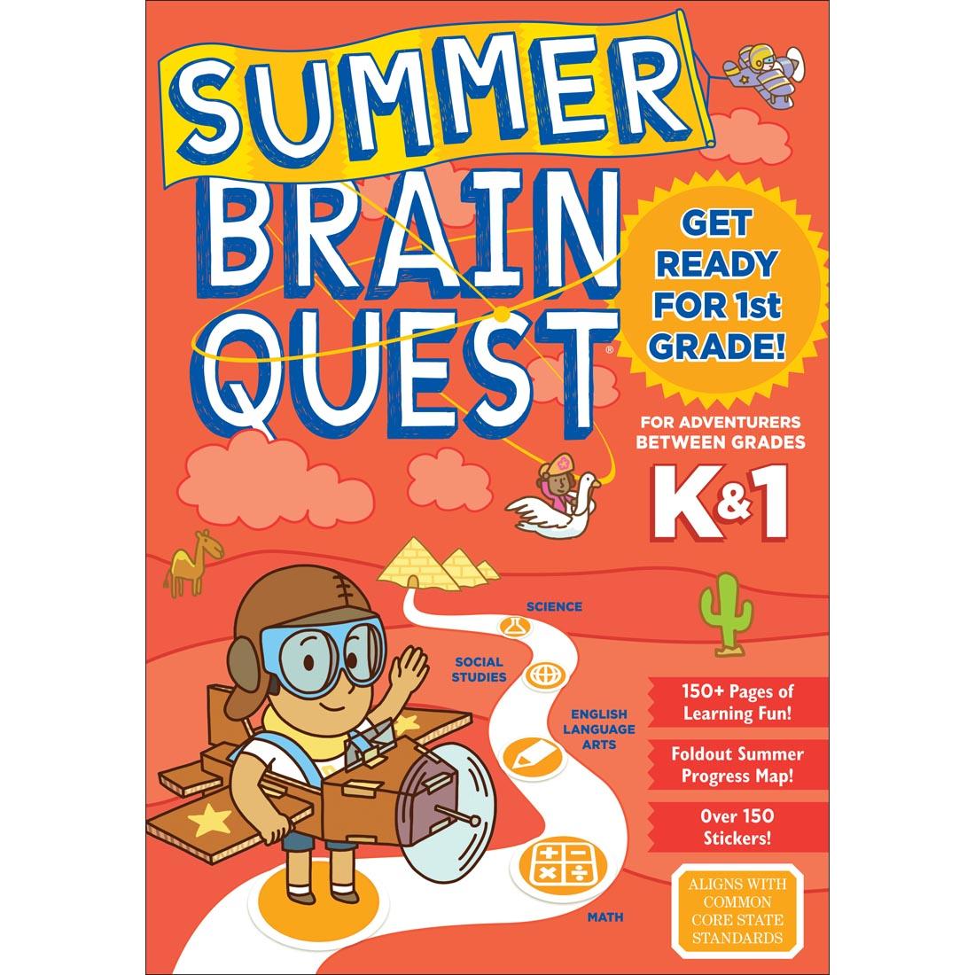 front cover of Summer Brain Quest Workbook for kids between kindergarten and 1st grade