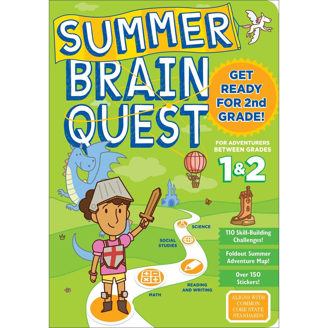 front cover of Summer Brain Quest Workbook for kids between 1st and 2nd grade