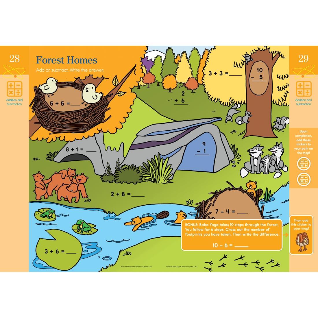 sample pages from Summer Brain Quest Workbook for kids between 1st and 2nd grade