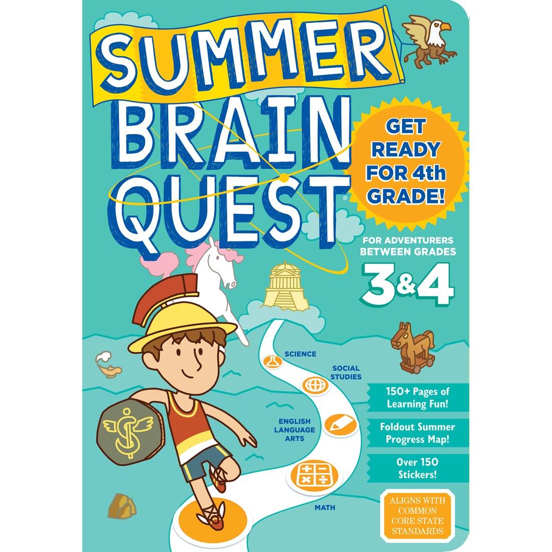 front cover of Summer Brain Quest Workbook for kids between 3rd and 4th grade