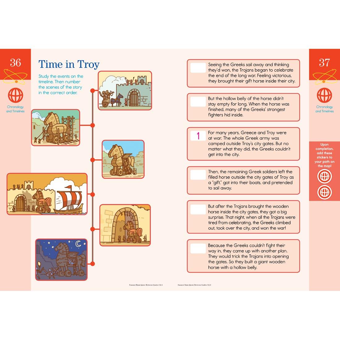 sample pages from Summer Brain Quest Workbook for kids between 3rd and 4th grade