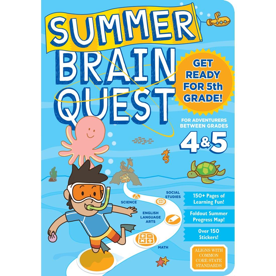 front cover of Summer Brain Quest Workbook for kids between 4th and 5th grade