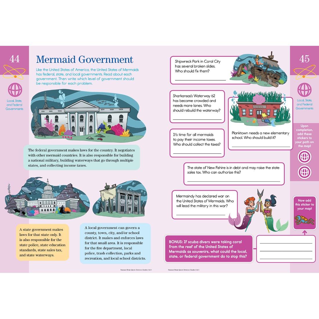 sample pages from Summer Brain Quest Workbook for kids between 4th and 5th grade