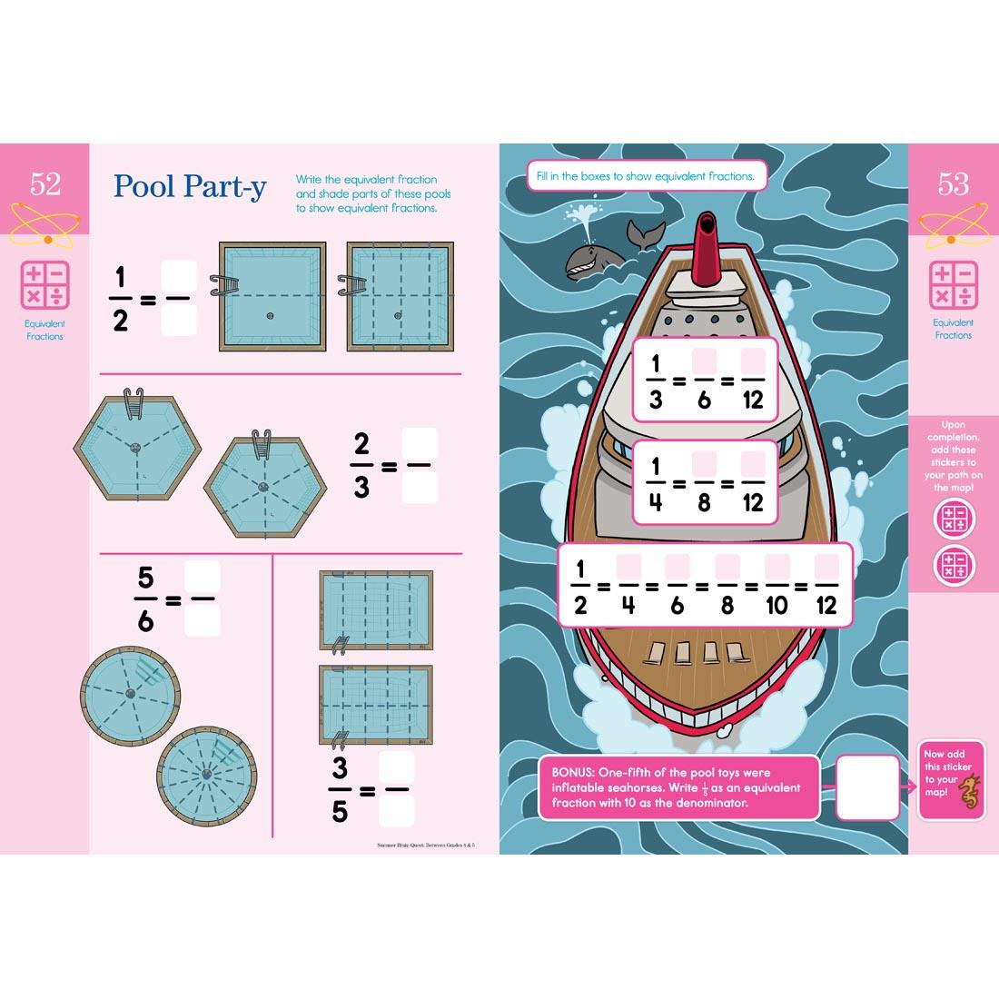 sample pages from Summer Brain Quest Workbook for kids between 4th and 5th grade