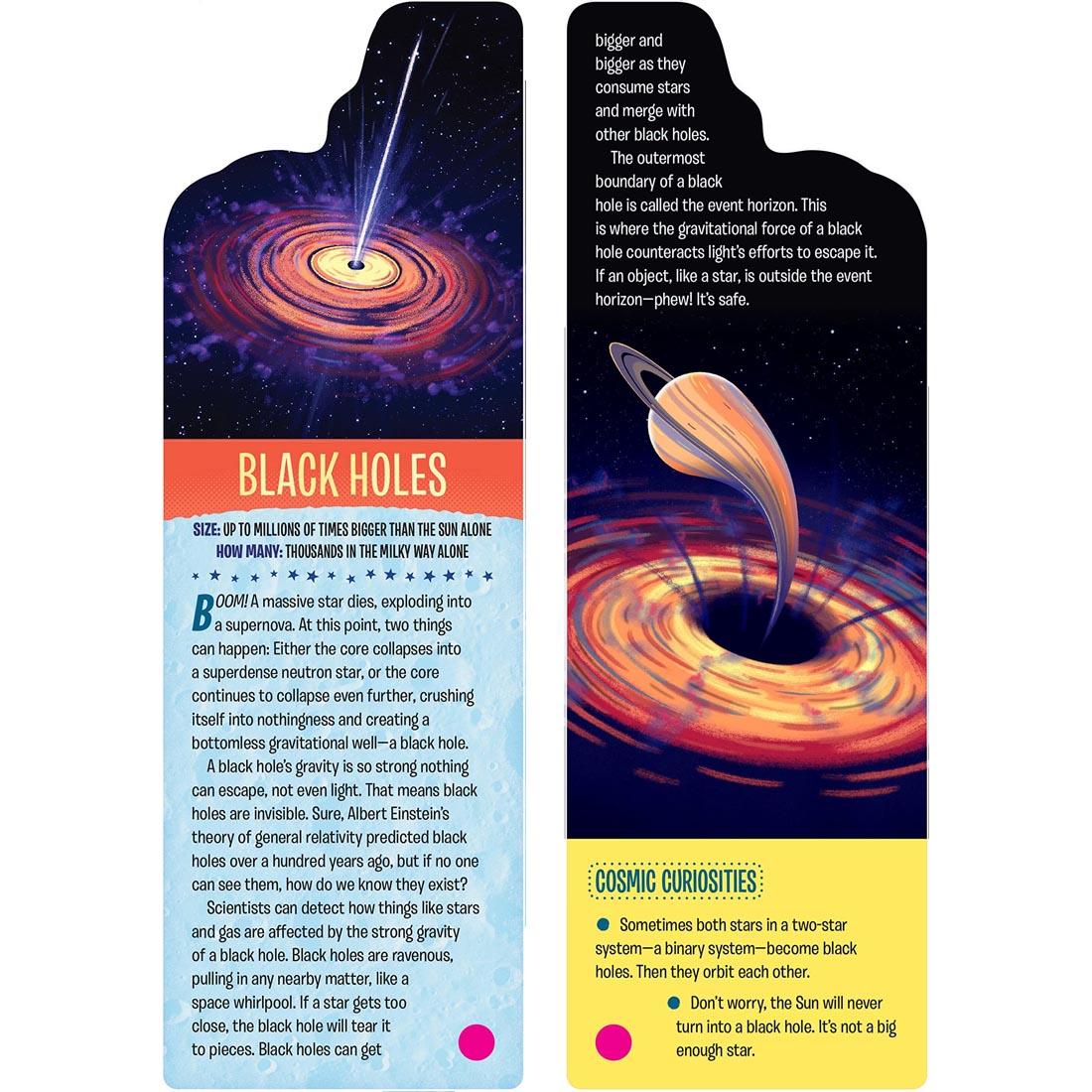 front and back of the Black Holes card from Space Fandex for Kids