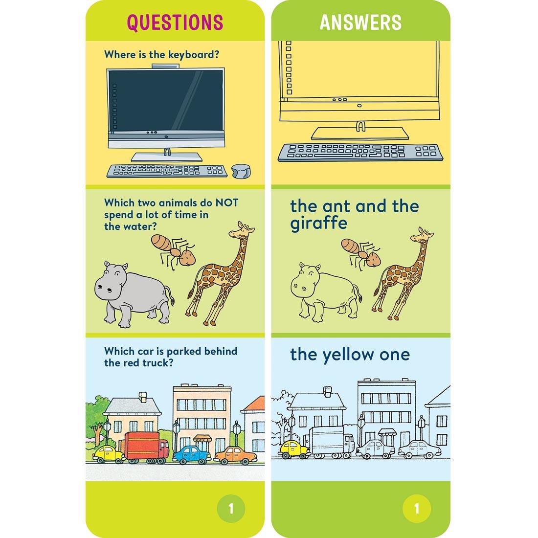 sample question and answer cards from Brain Quest Smart Cards Pre-Kindergarten