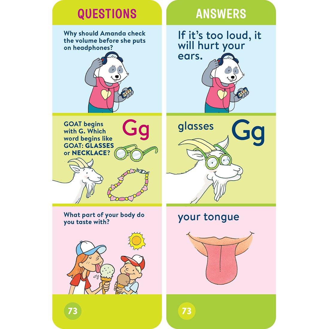 sample question and answer cards from Brain Quest Smart Cards Pre-Kindergarten
