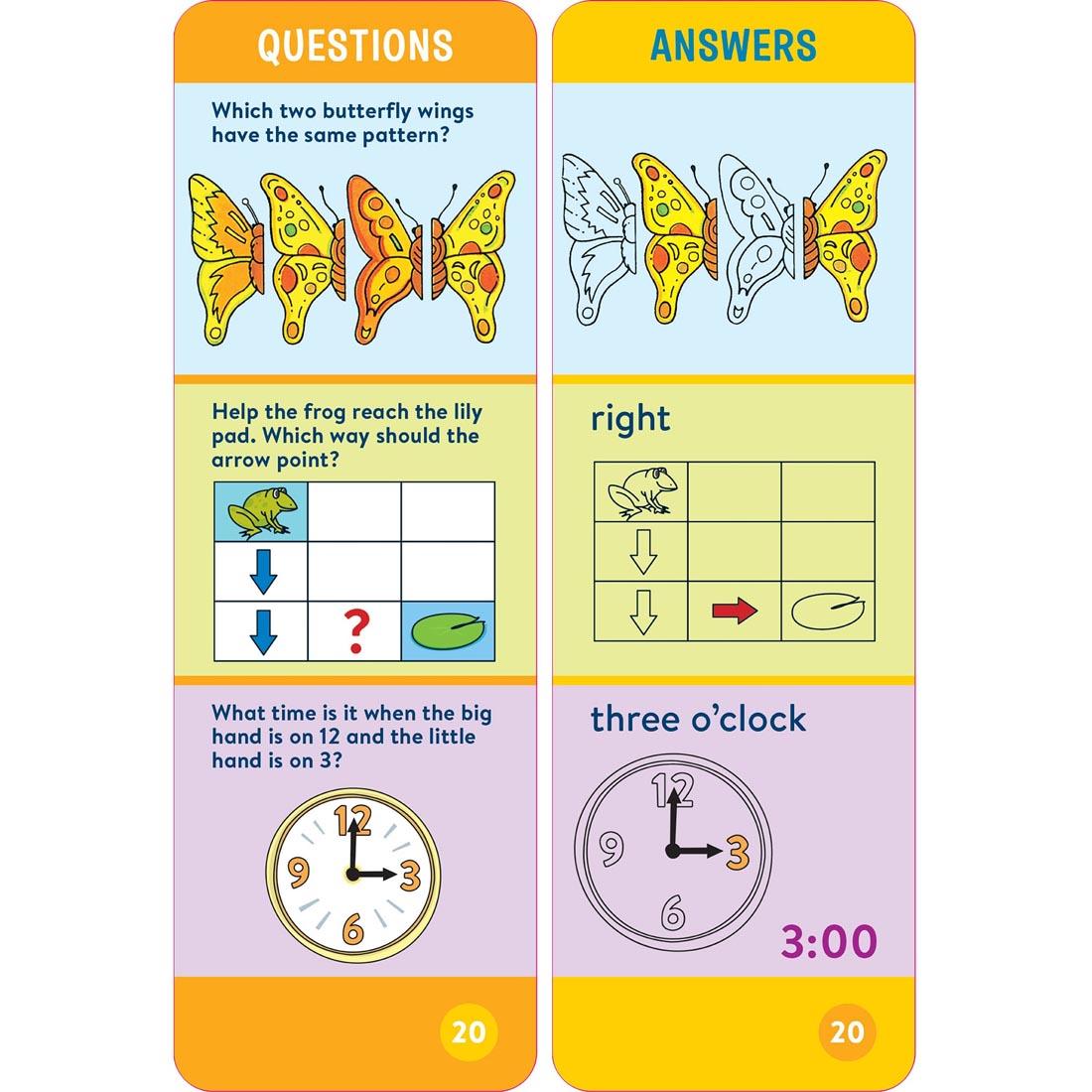 sample question and answer cards from Brain Quest Smart Cards Kindergarten
