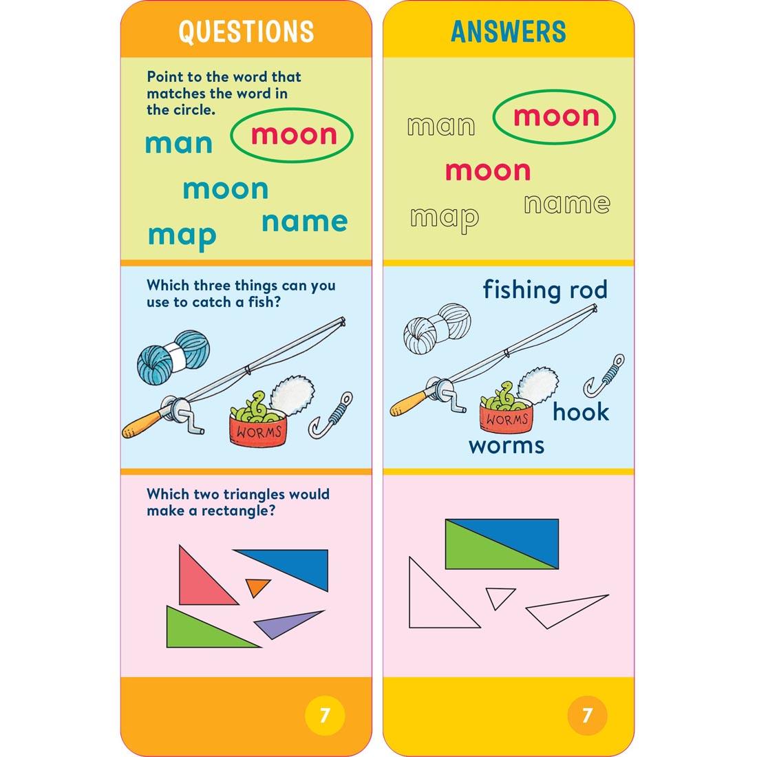 sample question and answer cards from Brain Quest Smart Cards Kindergarten