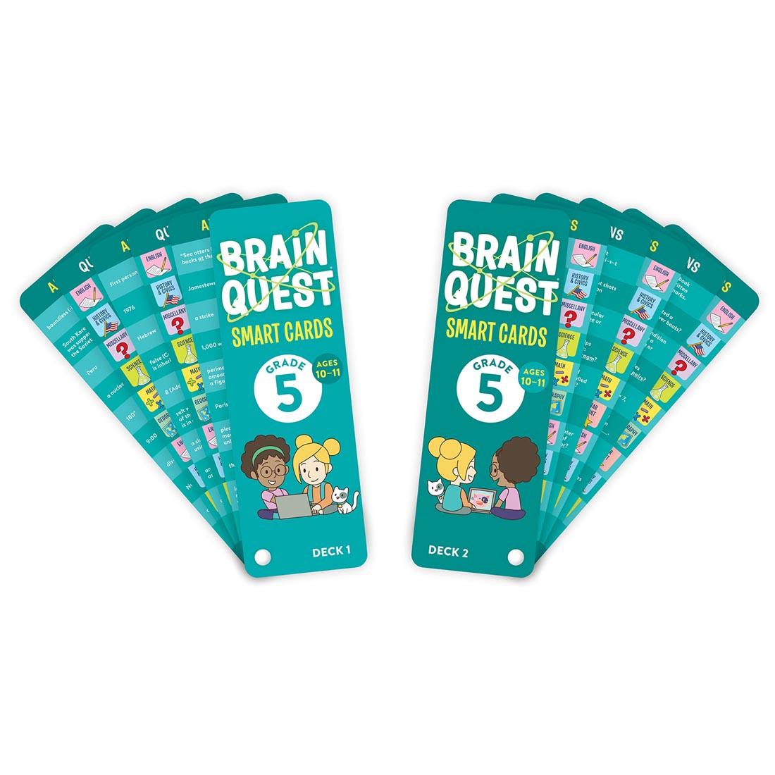 both decks of Brain Quest Smart Cards Grade 5