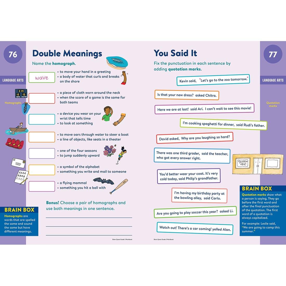 sample pages from Brain Quest Workbook Grade 3