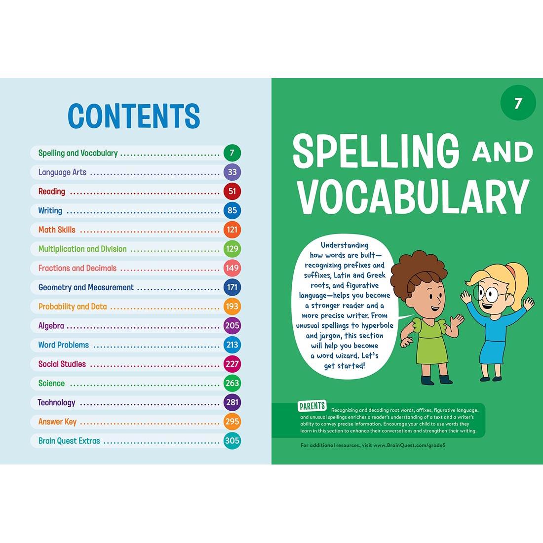 sample pages from Brain Quest Workbook Grade 5
