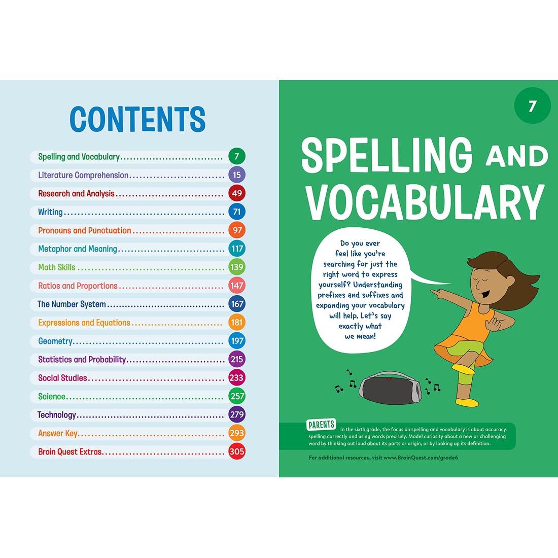 sample pages from Brain Quest Workbook Grade 6