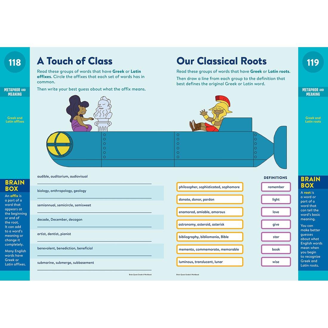 sample pages from Brain Quest Workbook Grade 6