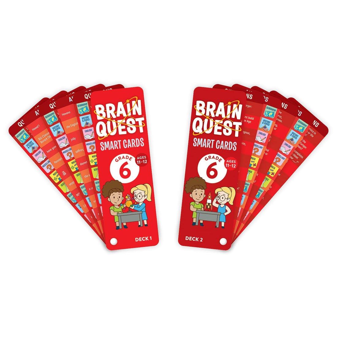 both decks of Brain Quest Smart Cards Grade 6