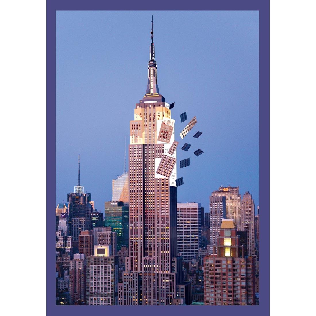 completed example of a page from Architecture Paint By Sticker Book