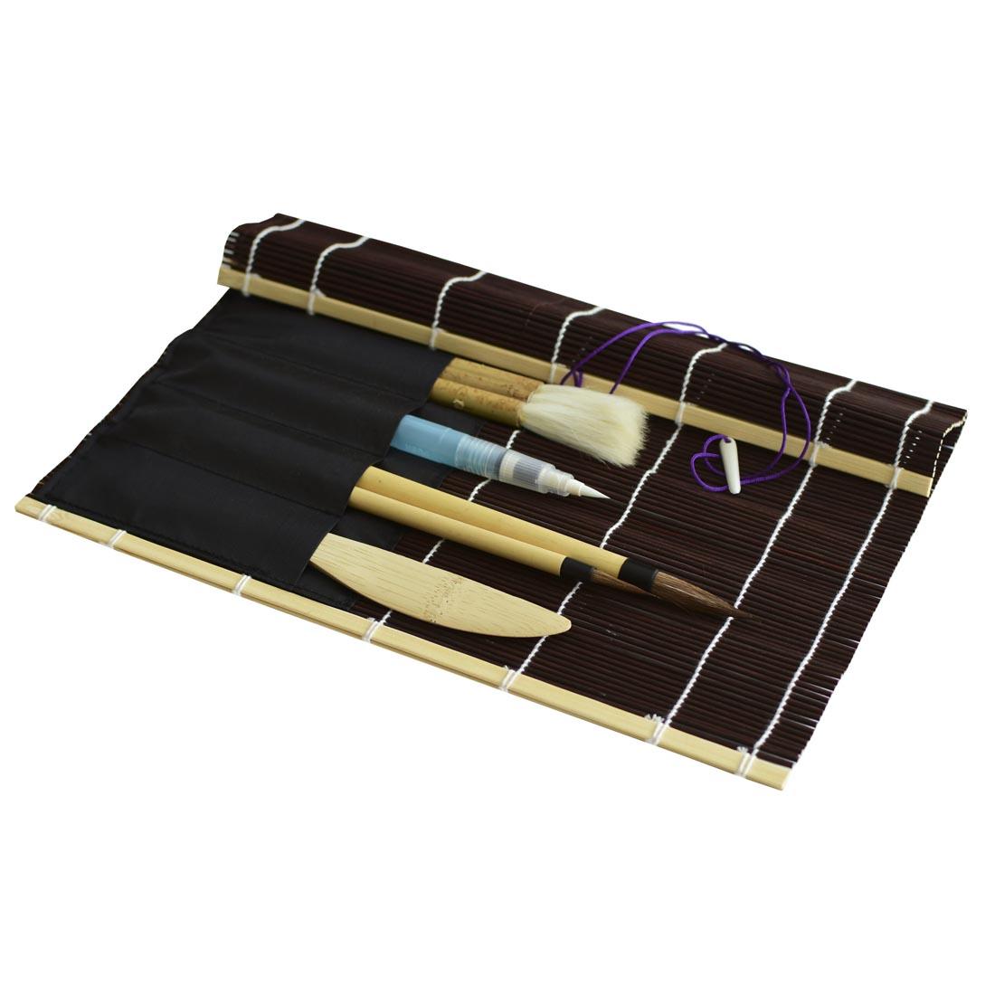 Fudemaki Brush Holder With tools in its Pockets