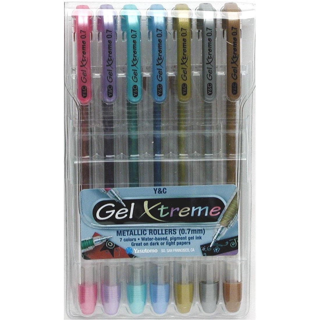 GX1007 Yasutomo Gel Xtreme Metallic Gel Pens Set, 7 Colors, 0.7mm