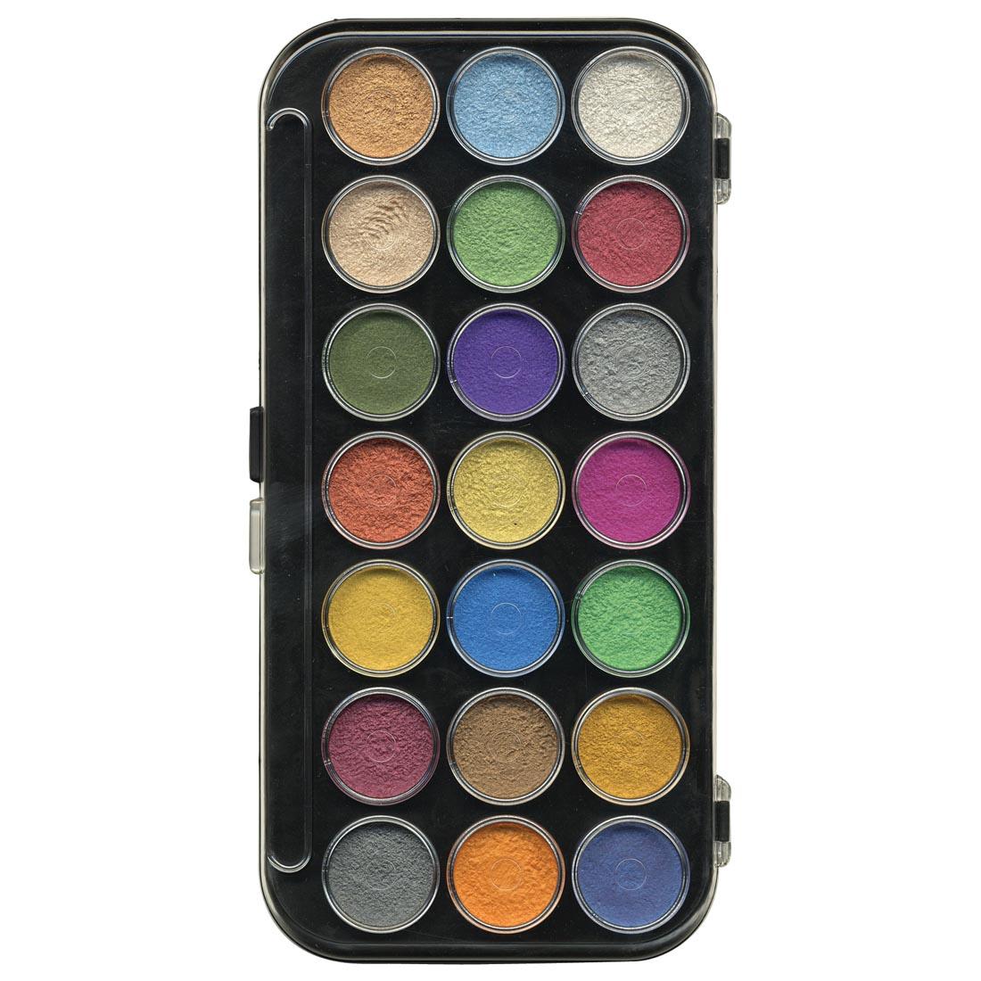 Niji Pearlescent Watercolor Set showing 21 different pan watercolors