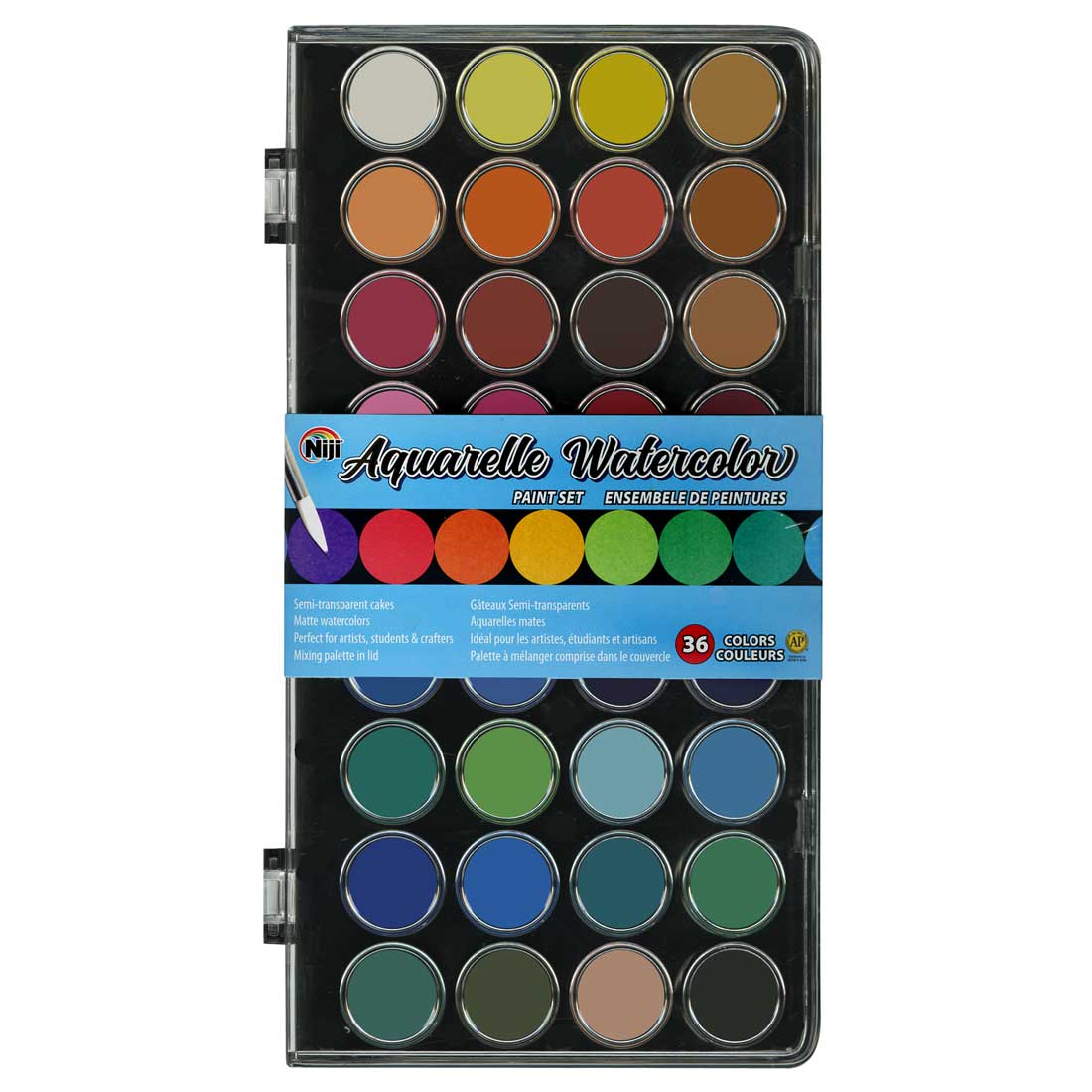 Niji Aquarelle Watercolor Pan Set with 36 colors